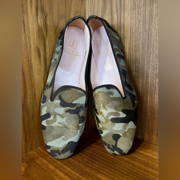 PRETTY BALLERINAS (LOAFERS) Horsehair Camo Flats Size 37 Fab Condition Worn 1x! - Picture 2 of 13